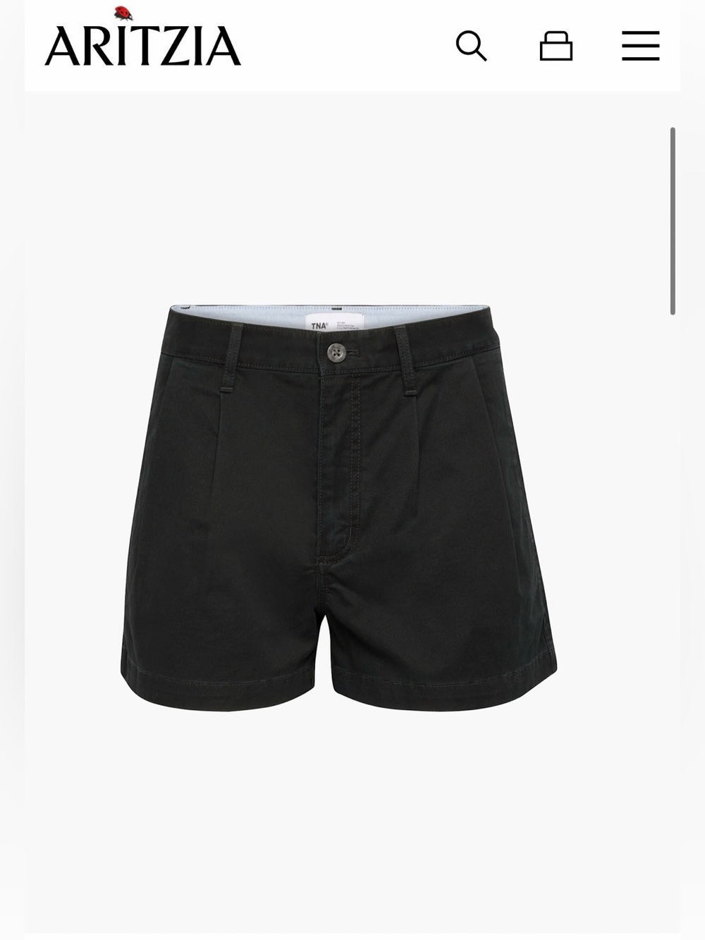 Aritzia TNA Black High-Rise Chino Bermuda Shorts